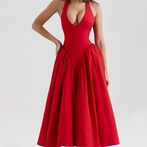 House of cb Marilyn Red Halter Dress - NWOT, size XS